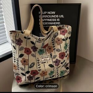 Munskape Floral Canvas Tote Bag - Cream and Multicolor